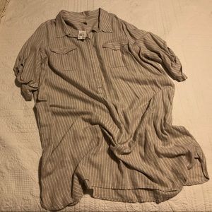 CATO Plus Tan/White Striped Shirt Dress 26/28